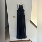 Bill Levkoff Levkoff keyhole neck navy chiffon a-line long gown size 6 Photo 8
