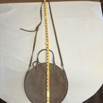 BOHO Vegan Leather LG Taupe Round Circle Bag Purse Flower Cutout Suede Interior Brown Photo 6