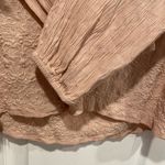 American Eagle  Pale Pink Open Tie Plunge Back Embroidered Peasant Top Size S Photo 4