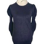 The Limited  Womens Sweater Size Small Black Puff Sleeve Slim Stretch Ribbed Photo 0