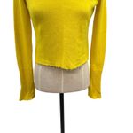 Intermix  Cashmere Sweater Cropped Raw Hem Neon Yellow Size XS Photo 3