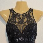 NWT Verte Black Sequin Mesh Bodycon Dress Large Beaded Halter Red Dress Boutique Photo 2