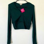 Heart and Hips Jade Green Long Sleeve Crop Blouse Photo 3