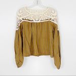 ZARA  Woman Woven Crochet Long Sleeve Striped Top Medium Photo 1