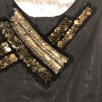 NAF NAF BLUE METALLIC THREAD GOLD SILVER EMBELLISHED SLEEVELESS TOP Photo 2