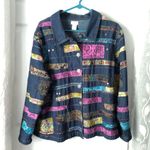 Vintage Tantrums Denim Patchwork Shacket button down Floral Boho jacket Size 1X Photo 1