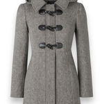 Guess Gray Wool Blend Toggle Tweed Coat Hooded Short Peacoat Size Medium Photo 0