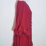 CARAMELA Red Ruffle Trim Mini Dress Size Small Oversized Red Mini Dress Photo 5