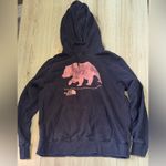 The North Face  blue Hoodie with Pink Bear Graphic hooded sweater sweatshirt Photo 0