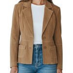 Newport News VTG Y2K Suede 2 Button Suede Jacket Coat 10 Cognac Lined Western Photo 0