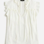 J.Crew - White Ruffle Trim Tank Top Size M Photo 0