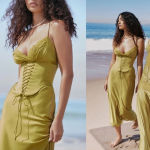 House Of CB HOUSE OF‎ CB 'Salma' Chartreuse Satin Slip Dress green /Size XS NWOT Photo 1