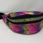 Rave Festival Luminous Fanny Pack Holographic Geometric Iridescent Photo 0