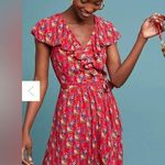Maeve Anthropologie Rosalia Wrap Dress Floral Ruffled V-Neck Sundress Size 6 Photo 1