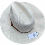 Old Navy NWT Straw-Style Fedora Hat S/M Cream Synthetic Leather Band Photo 1