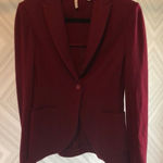 Iisli Maroon Wool One Button Blazer Photo 0