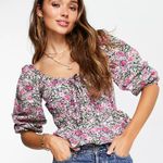 Mango Women's Printed Boho Puff Sleeve Blouse Photo 1
