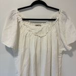 Faherty  Annabelle White Organic Cotton Flax Dress Peasant Cottagecore Costal Photo 3