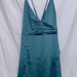 Lulus  Sleek Sweetheart Teal Green Satin Surplice Mini Dress size XL Photo 2