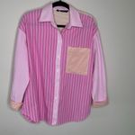 ZARA  Colorblock Striped Shirt Sz Small Pink Orange White Photo 4