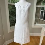 Saint Tropez West White Linen Scoop Neck Shift Dress Lined Size 12 Photo 6