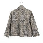 Caroline Rose Gray Beige Pewter Metallic Loop Button Front Jacket M Size M Photo 3