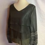 Anthropologie shimmery grey layered dressy top Photo 7