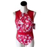 Ocean Pacific NWT ONE PIECE OPEN BACK SWIMSUIT FLORAL In Cinnamon Photo 3