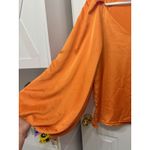 SheIn  Privé Lantern Sleeve Solid Blouse in Orange - Size M Photo 3