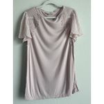 Ann Taylor LOFT Women's Large Maeve Mixed Media Blouse Crochet Lace Sleeved Shirt Top Photo 6