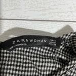 ZARA Woman Black White Scoop Neck Gingham Peplum Blouse Size Medium Photo 8