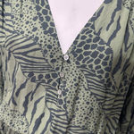 Rails  Zana Olive Mixed Animal Stripe Dress Womens Size Large Long Sleeve Smocked Photo 6