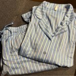 Flora Nikrooz 2-piece Striped Pajama Set, Long Sleeve, Blue, White, Size M Photo 0