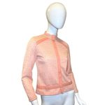 Vintage 1960s Plaid Nehru Jacket Small Peach White Retro Orange Photo 6