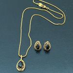Onyx Vintage AVON Signed Key of Life Accent Black  Goldtone Necklace Earrings Set Photo 2