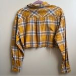 Forever 21 NWT  Frayed & Cropped Yellow Long Sleeved flannel Shirt Size S Photo 1