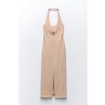 ZARA  Beige Pink Halter Cut Out Midi Dress Photo 2