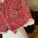 No Boundaries Low Rise Red Paisley Shorts Lace Hem Photo 3