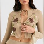 House Of CB ASRA ARTICHOKE FLORAL TIE FRONT TOP, BRAND NEW, Size Small. $135 Photo 2