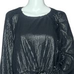 Something Navy   Sequin Raglan Mini Dress Black Allover Sequin Size Small‎ Photo 4