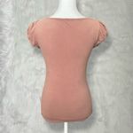 Lola Brown Slim Fit Short Sleeve Top with Ruched Details Size M Photo 6