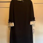 Sharagano | NWT Little Black Dress w/ White Cuff Accents Size 10 Photo 0