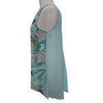 Blu Pepper  Sheer Sleeveless Blouse Size S Blue Floral Photo 6