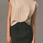 Maeve Anthropologie, New,  Tan Bow Back Balletcore Muscle Tee Shirt, Size XL Photo 3