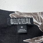 Nicole Miller  Peach‎ Cream Black Floral Linen Shift Dress Medium Short Sleeve Photo 3