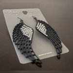 Jeweled Wing Statement Earrings Black Photo 1