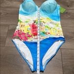 Kate Spade  Ocean Grove Underwire Halter One Piece Swimsuit Blue Pink Size XL Photo 6