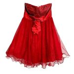 Deb store Deb Strapless Red Tulle Corset Dress Lace Up Party Prom Homecoming 11/12 Juniors Photo 0