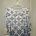 Naïf  Blue/White Print Scoop Neck 3/4 Sleeve Tunic Blouse 1X Photo 4