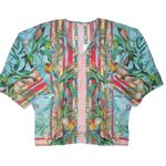 Johnny Was NWT Capri Blouse in Tropical Bird Print Lightweight Silk Top S Photo 2